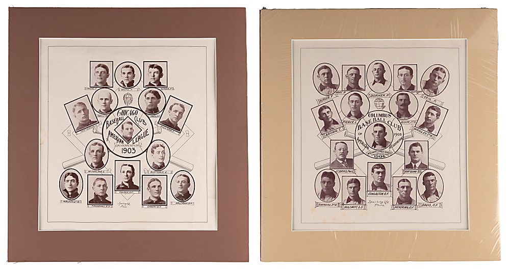 Early 1900s Sporting Life Matted Team Composite Pair with 1903 Chicago White Sox & 1906 American Association Champions Columbus Senators