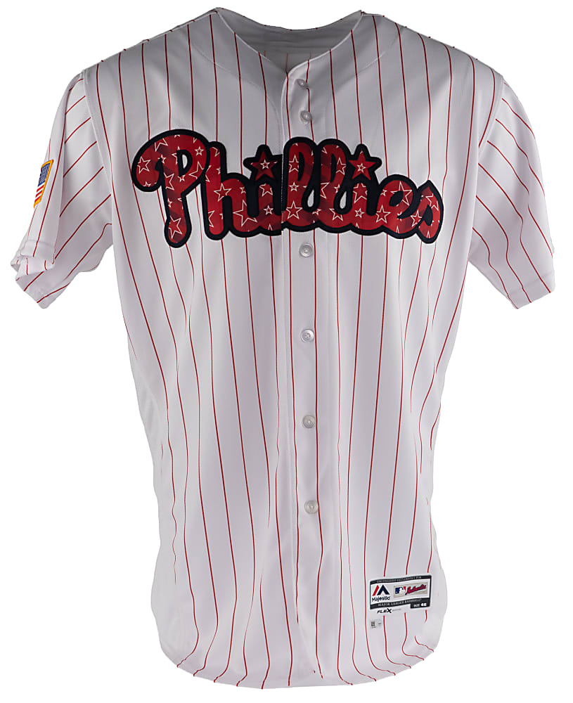 2017 Larry Bowa Philadelphia Phillies Signed Game-Used Stars & Stripes Jersey with MLB Hologram