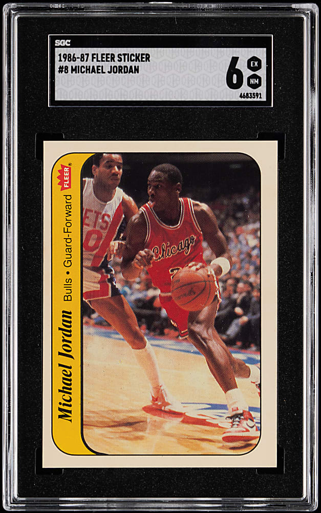 1986-1987 Fleer Basketball #8 Michael Jordan Rookie Sticker SGC EX/NM 6