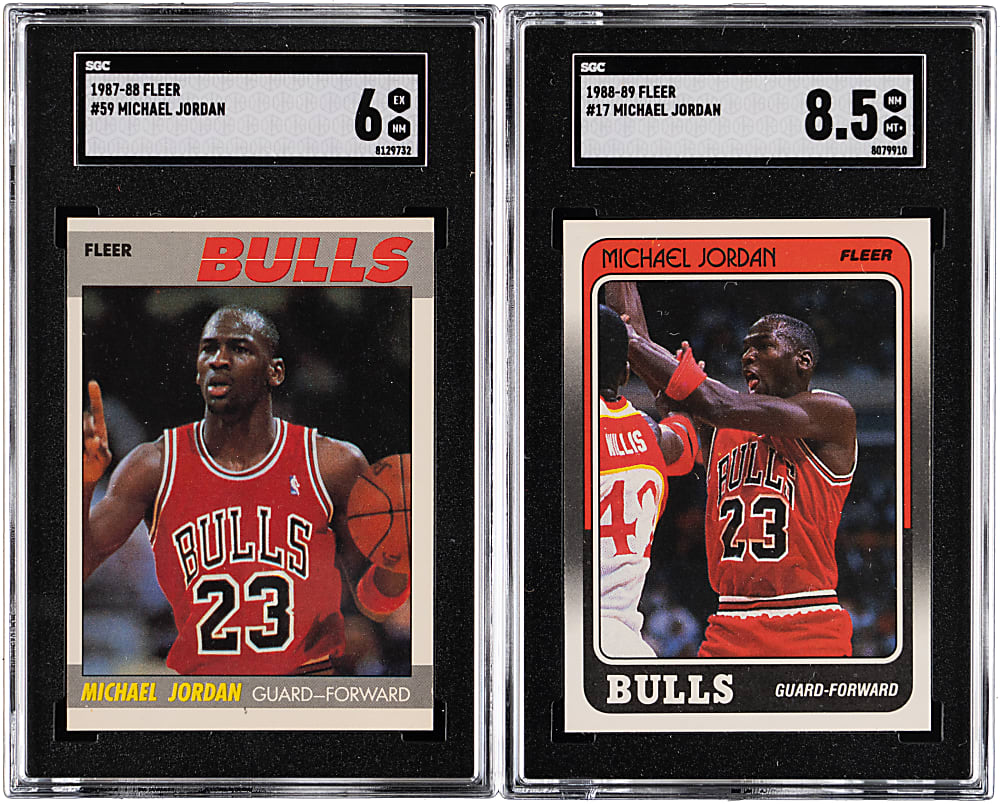 1987-1988  & 1988-1989 Fleer Basketball Michael Jordan SGC Graded Pair with NM/MT+ 8.5