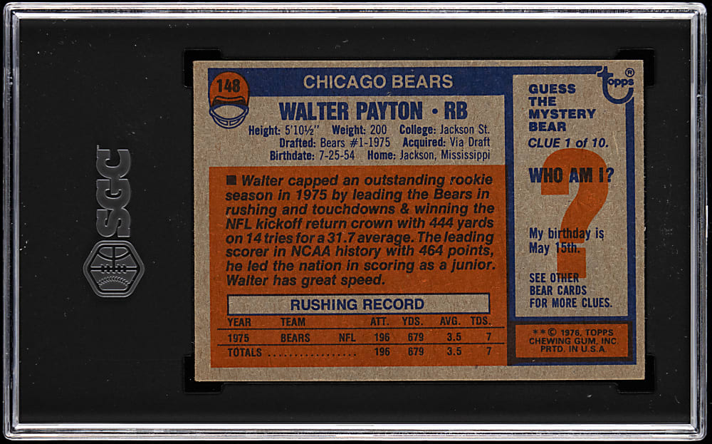 1976 Topps Football #148 Walter Payton Rookie SGC EX/NM 6