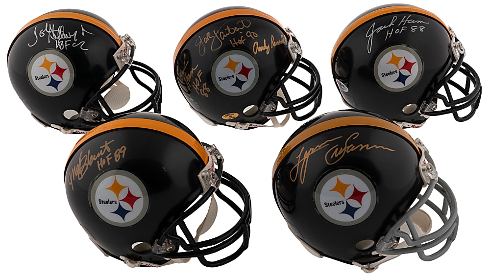 Pittsburgh Steelers Signed Mini-Helmet Collection (9) with Terry Bradshaw, Chuck Noll, Ernie Stautner