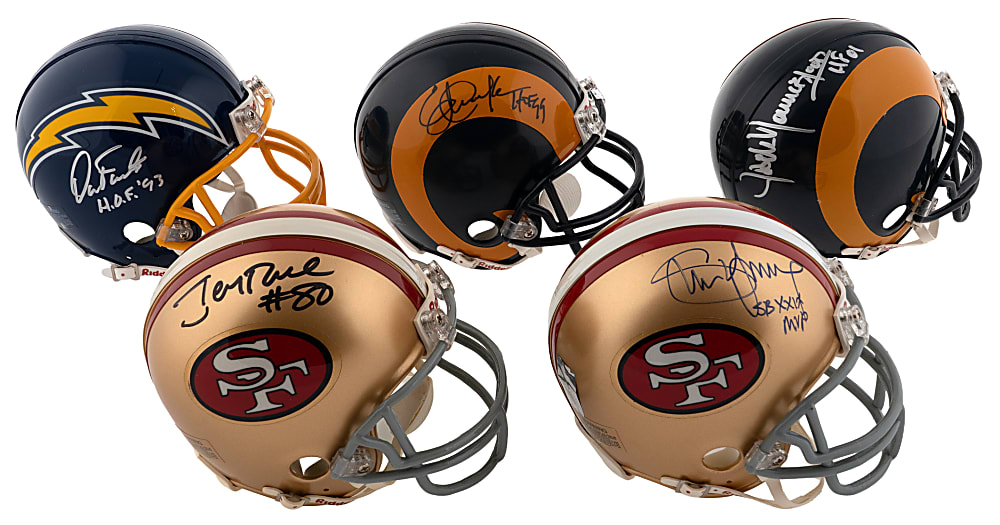 West Coast Football Signed Mini-Helmet Collection (14) with Steve Young, Jerry Rice & "Fearsome Foursome"