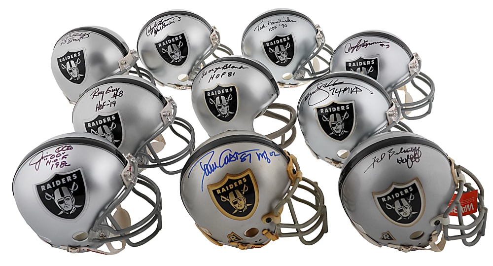 Los Angeles/Oakland Raiders Signed Mini-Helmet Collection (10)