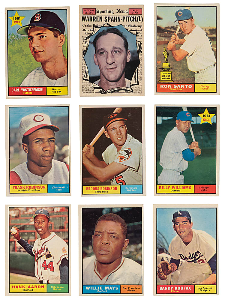 1961 Topps Collection (184) with Aaron, Koufax & Mays - Clean!