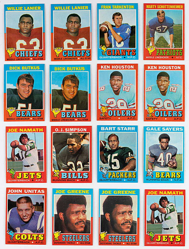 1971 Topps Football Near Complete Set (253/263) Plus (5) Duplicates - Clean!