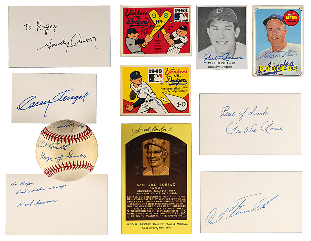 Brooklyn/Los Angeles Dodgers Signed Collection (35) with Koufax, Stengel, Alston, Furillo, Amoros