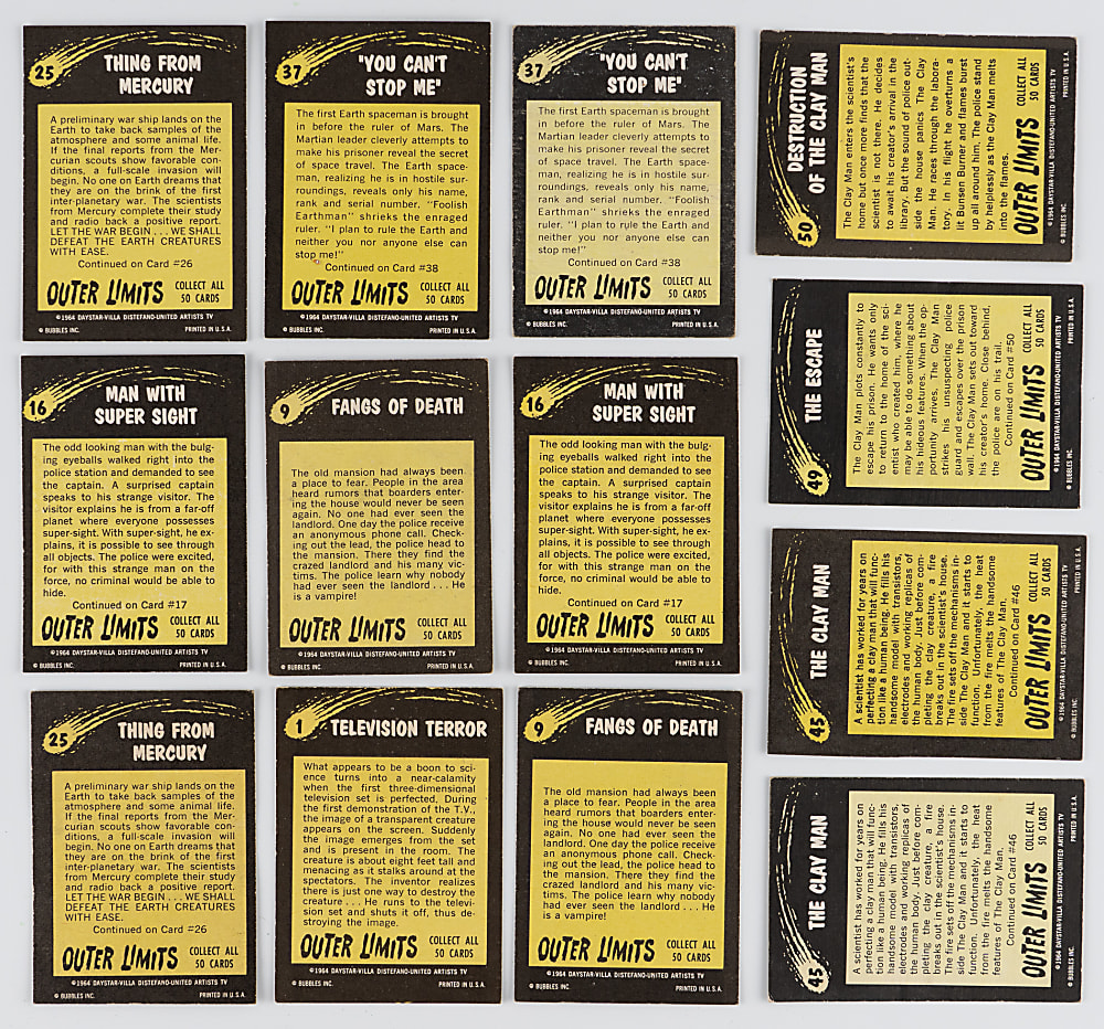 1964 Topps Outer Limits Complete Set (50/50) Plus (45) Duplicates - (95) Total Cards
