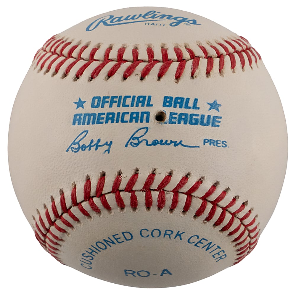 Mickey Mantle Single-Signed OAL/Brown Baseball with "No. 7" Inscription