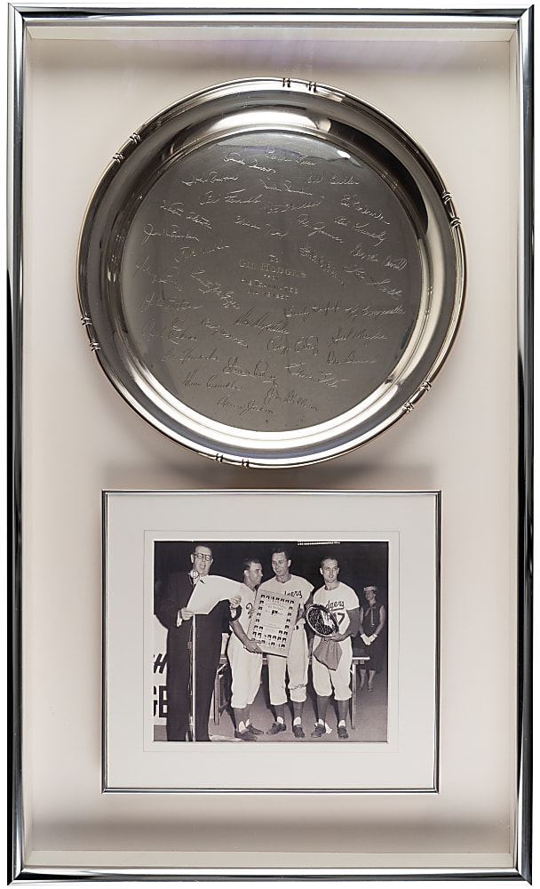 1957 Gil Hodges Night Sterling Silver Tray Presented by Brooklyn Dodgers Teammates from Hodges Estate