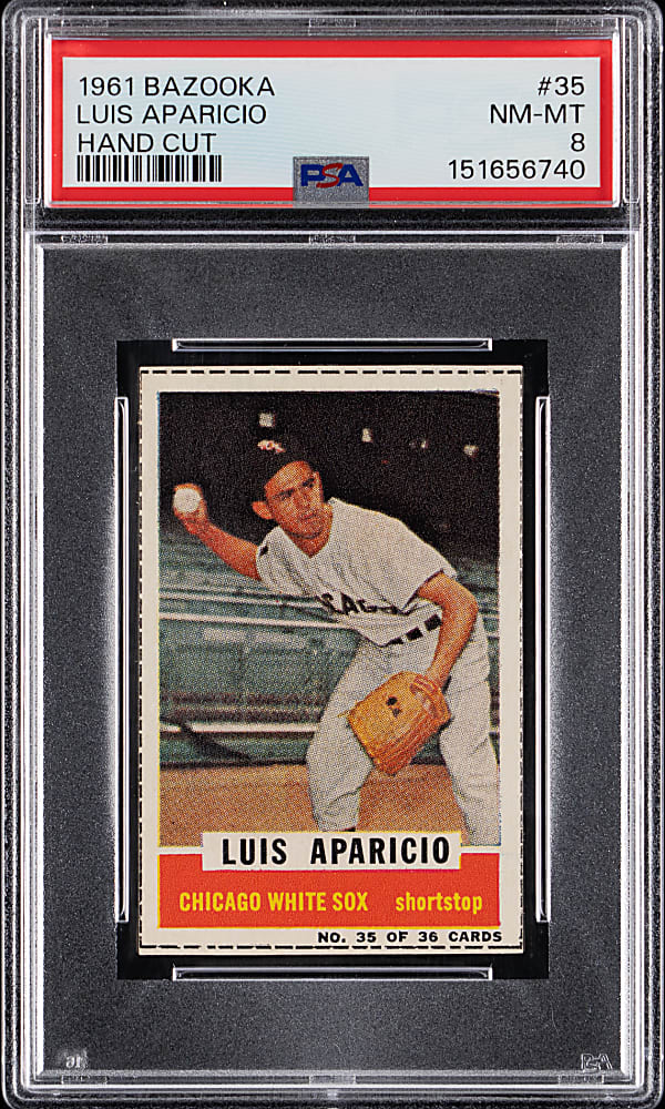 1961 Bazooka #35 Luis Aparicio  Hand Cut PSA NM-MT 8