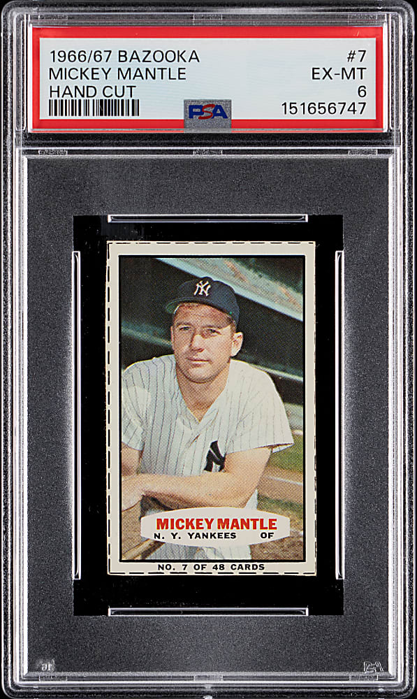 1966-1967 Bazooka #7 Mickey Mantle Hand Cut PSA EX-MT 6