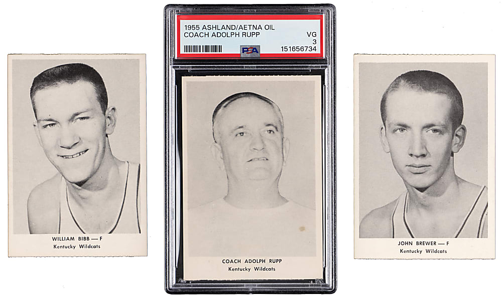 1955 Ashland/Aetna Oil College Basketball Collection (29) with PSA VG 3 Adolph Rupp
