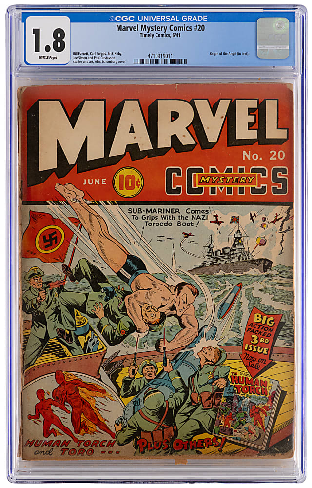 1941 Timely Comics Marvel Mystery Comics #20 Origin of Angel - CGC 1.8