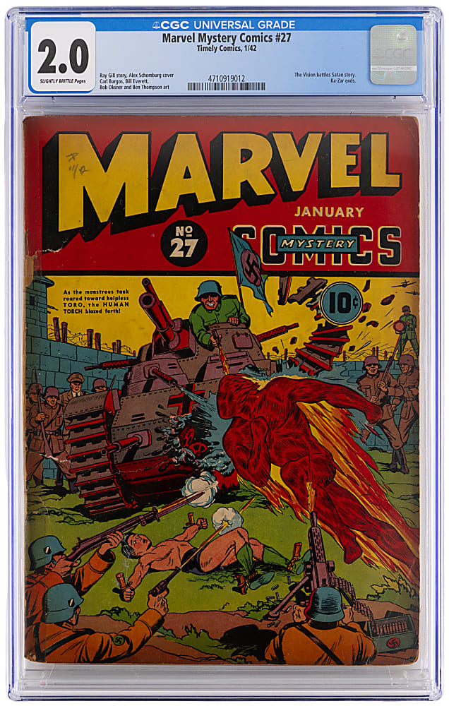 1942 Timely Comics Marvel Mystery Comics #27 Vision Battles Satan - CGC 2.0