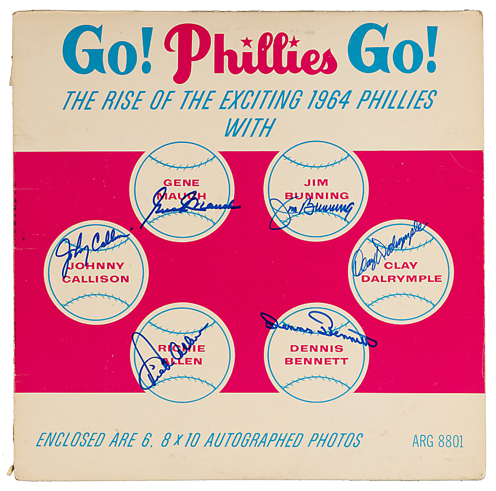 1964 Philadelphia Phillies Multi-Signed "Go! Phillies Go!" Record Album with (6) Signatures Including Bunning & Allen