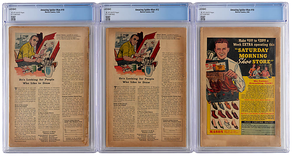 1964 Marvel Comics Amazing Spider-Man Early Issues (3) with #10 First Enforcers, #12 Third Dr. Octopus & #19 Second Ned Leeds - All CGC .5