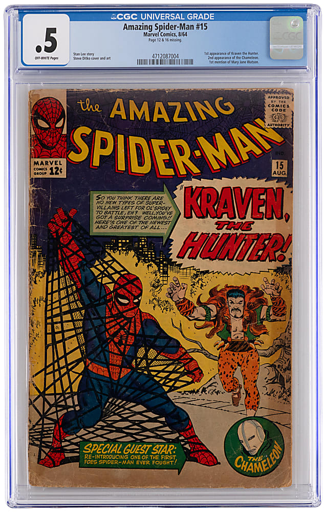 1964 Marvel Comics Amazing Spider-Man #15 First Kraven the Hunter - CGC .5