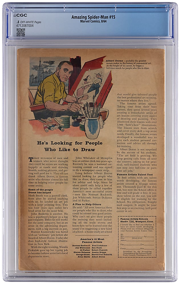1964 Marvel Comics Amazing Spider-Man #15 First Kraven the Hunter - CGC .5