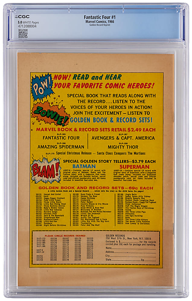 1966 Marvel Comics Fantastic Four #1 Golden Record Reprint - CGC 5.0