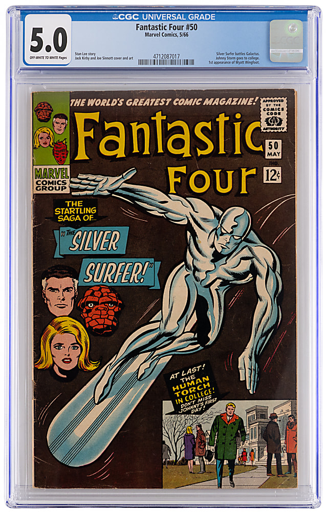 1966 Marvel Comics Fantastic Four #50 Silver Surfer Battles Galactus, First Wyatt Wingfoot - CGC 5.0