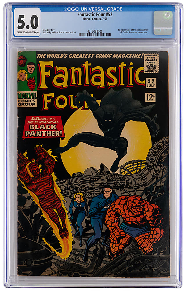 1966 Marvel Comics Fantastic Four #52 First Black Panther - CGC 5.0