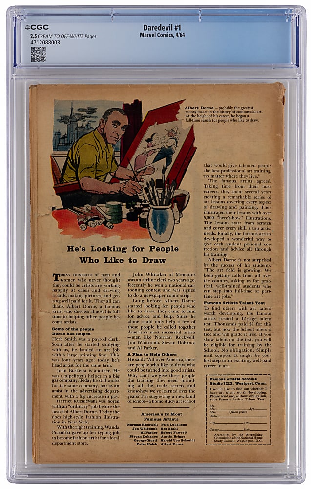 1964 Marvel Comics Daredevil #1 Origin and First Appearance of Daredevil - CGC 2.5