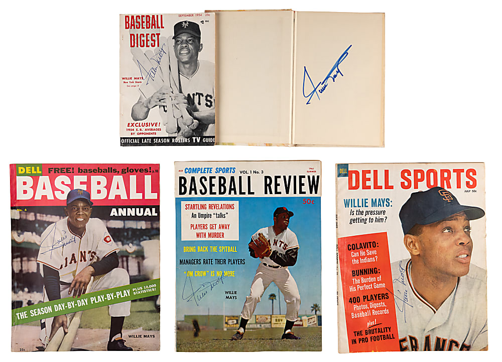1950s-1960s Willie Mays Signed Magazine & Book Lot (5)