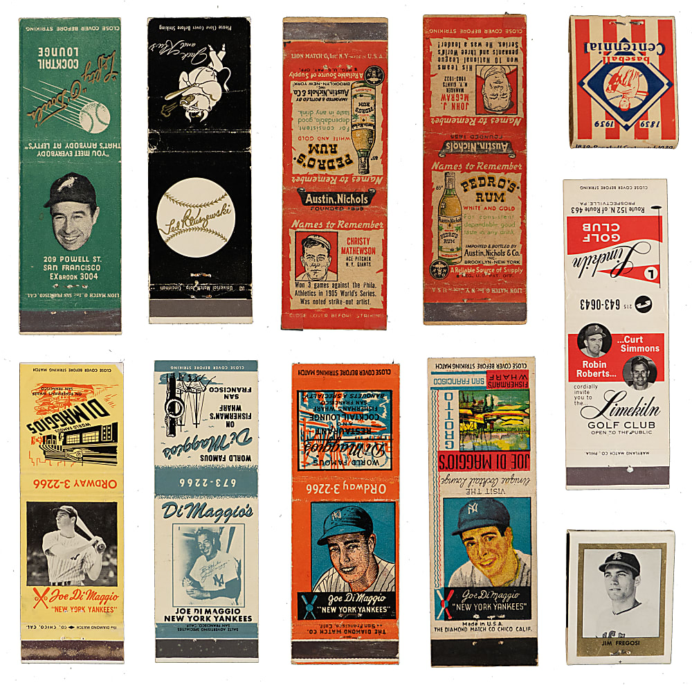 1930s-1960s Baseball Matchbooks Collection (46) with (10) DiMaggio, Mantle, Mathewson