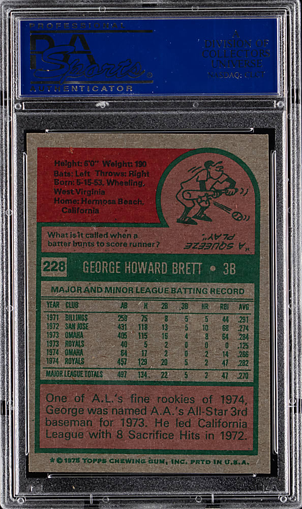 1975 Topps #228 George Brett Rookie PSA NM 7