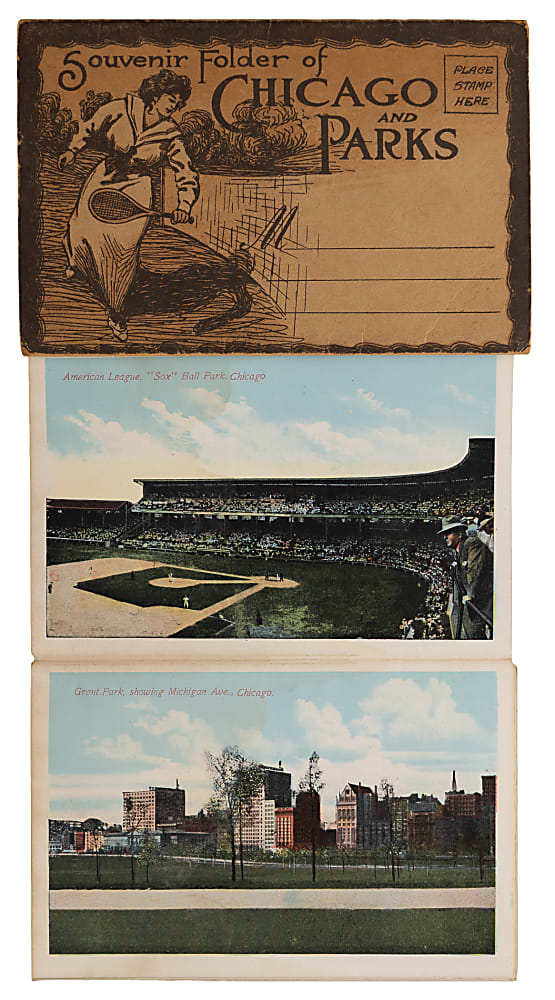 1900s Souvenir Folder of Chicago and Parks Accordion Postcard with Cubs & White Sox Stadiums
