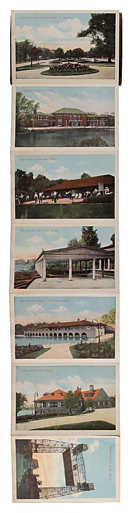 1900s Souvenir Folder of Chicago and Parks Accordion Postcard with Cubs & White Sox Stadiums