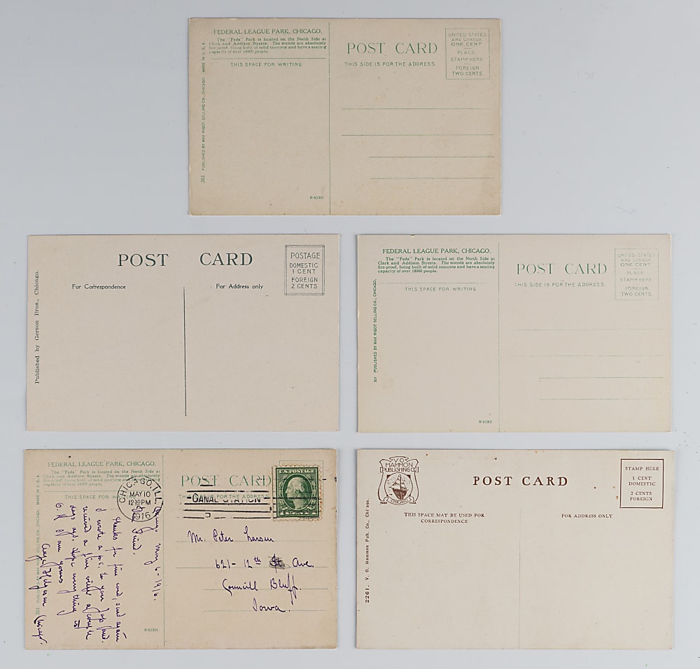 1914 & 1915 Chicago Federal League Stadium Postcards Group (5)
