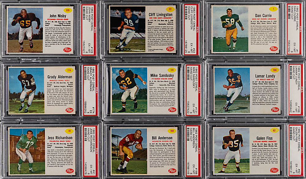 1962 Post Cereal Football Near Complete Set (193/200) with (9) PSA Graded & Hall of Fame Shortprints- Clean!