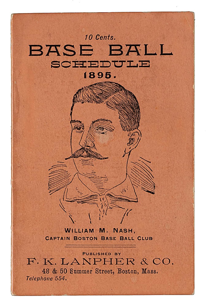 Rare 1895 Boston Beaneaters 24-Page Schedule Booklet with Billy Nash Cover