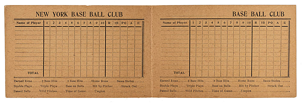 Rare 1910 New York Giants Official Schedule and Scorecard