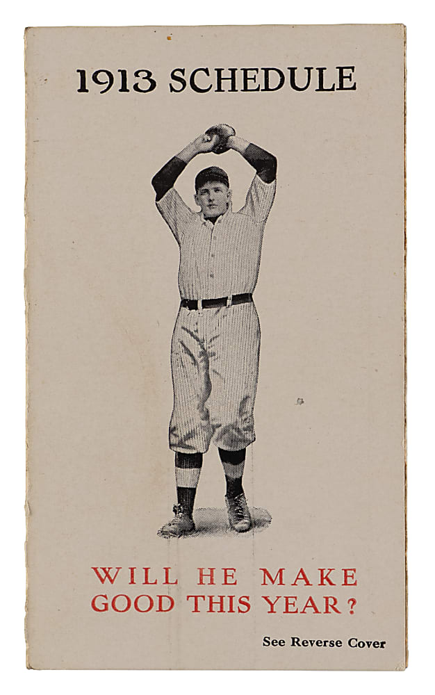 1913 Durham-Duplex razor Co. Pittsburgh Pirates/Cincinnati Reds Pocket Schedule with Christy Mathewson Endorsement