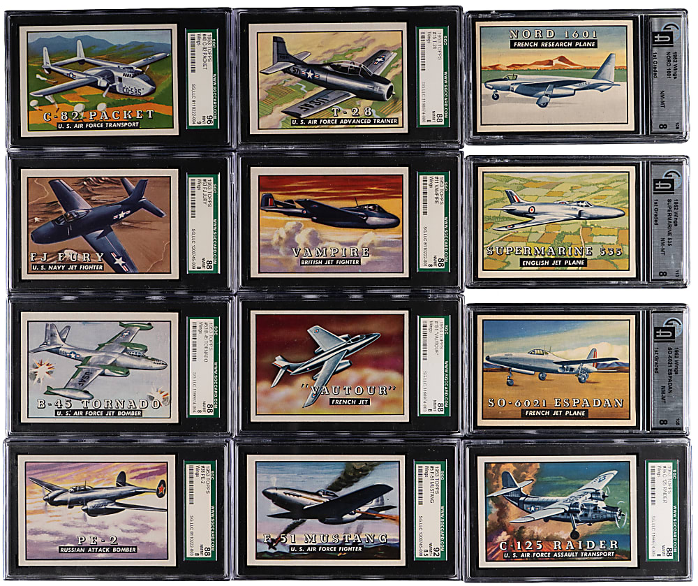 1952 Topps Wings Complete Set (200) with (33) Graded - Clean!