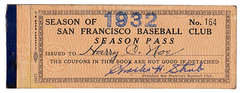 Rare 1932 San Francisco Seals Season Pass Ticket Booklet - Joe DiMaggio Professional Debut Season!