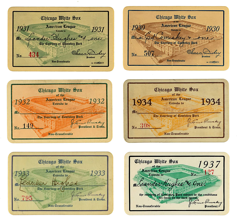 1930-1937 Chicago White Sox Celluloid Schedule/Season Passes Group (6)