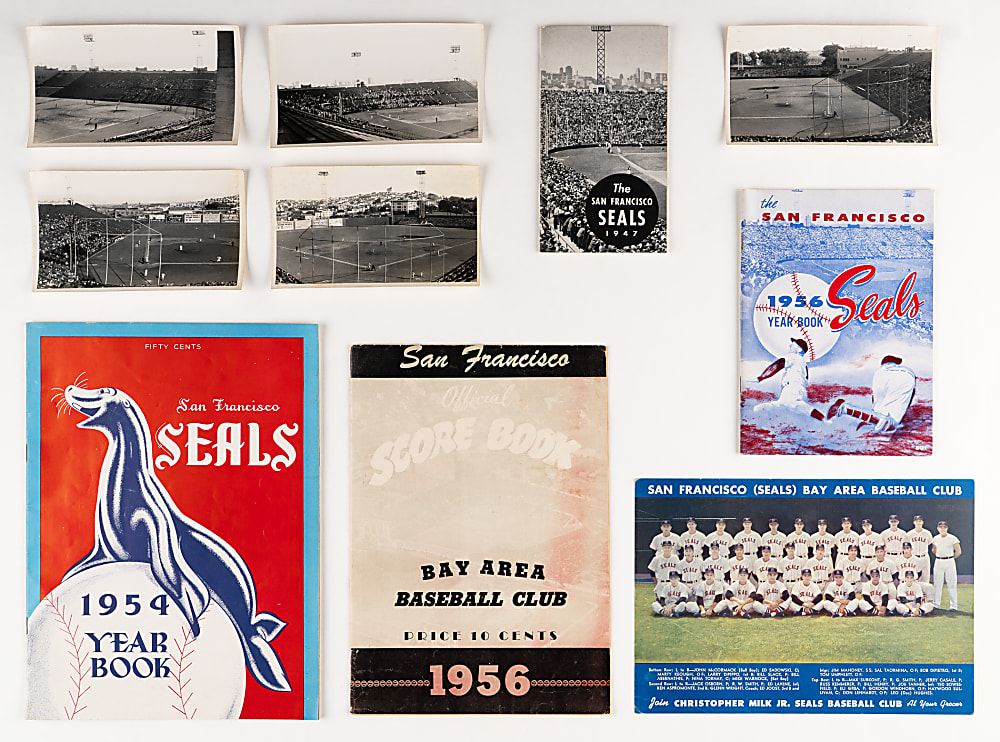 1940s-1950s San Francisco Seals Pacific Coast League Collection (11) with (5) Original Stadium Photos Plus Yearbooks