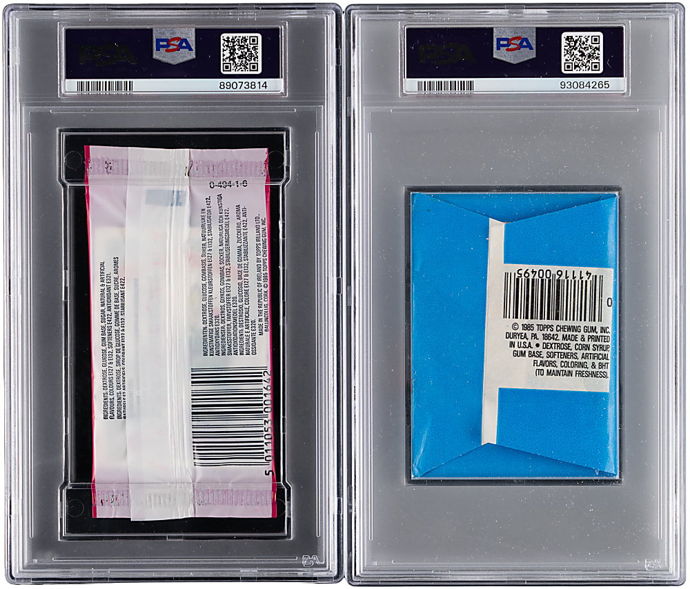 1985 & 1986 Topps Garbage Pail Kids Unopened Wax Pack PSA Graded Pair with U.K. Version