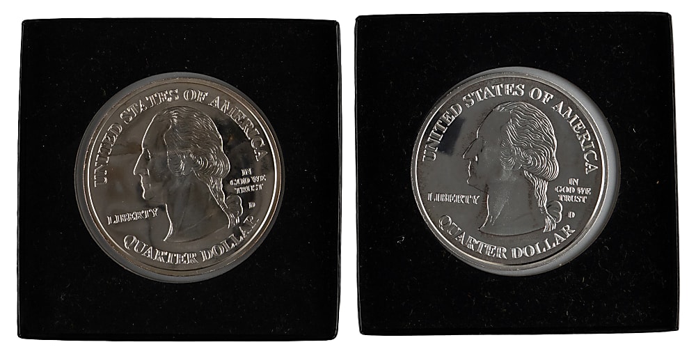 2003-2007 Hamilton Mint State Quarter 4-Ounce .999 Fine Silver Commemorative Rounds (2)