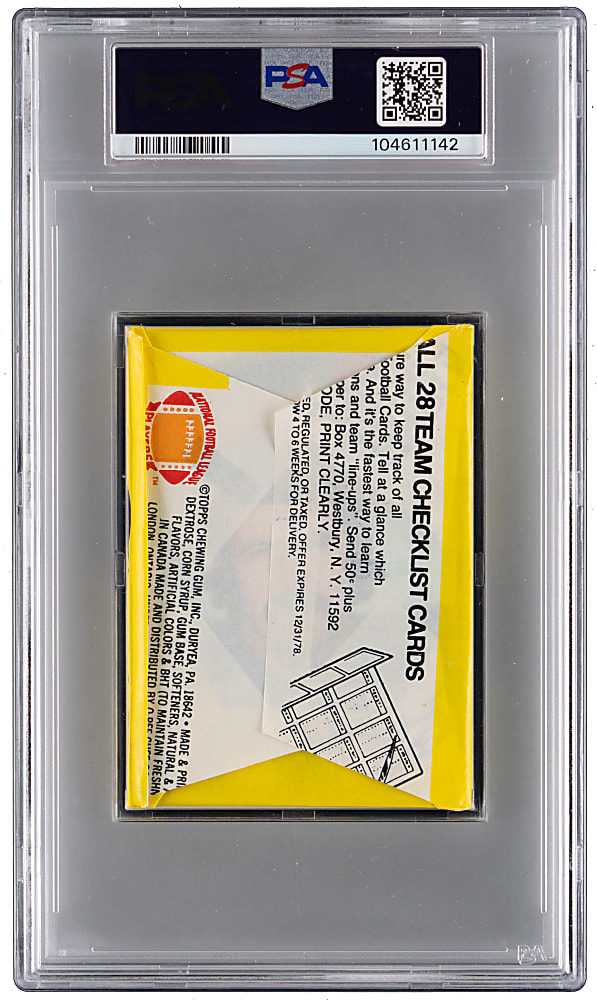 1977 Topps Football Unopened Wax Pack PSA NM 7
