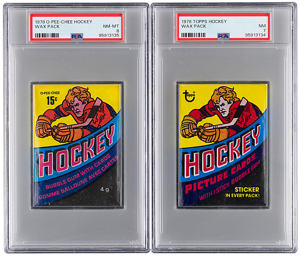 1978-1979 Topps & O-Pee-Chee Hockey Unopened Wax Pack PSA Graded Pair