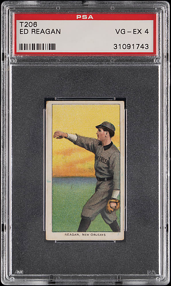 1909-1911 T206 White Border Ed Reagan Southern Leaguer PSA VG-EX 4 - Old Mill Back