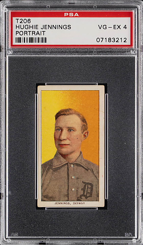 1909-1911 T206 White Border Hughie Jennings Portrait PSA VG-EX 4