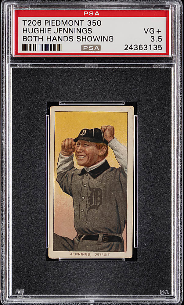 1909-1911 T206 White Border Hughie Jennings Both Hands Showing PSA VG+ 3.5