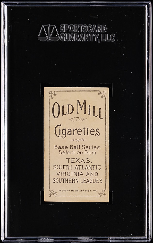 1909-1911 T206 White Border Bock Hooker Southern Leaguer SGC VG 3 - Old Mill Back
