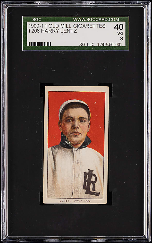 1909-1911 T206 White Border Harry Lentz (Sentz) Southern Leaguer SGC VG 3 - Old Mill Back